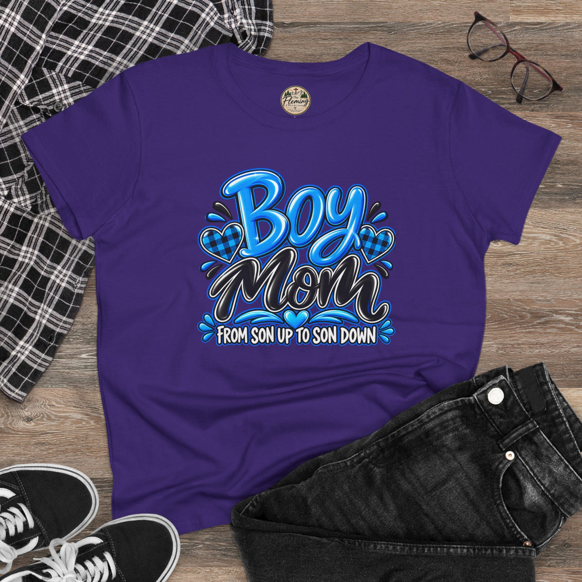 Blue Boy Mom Women's Midweight Cotton Tee