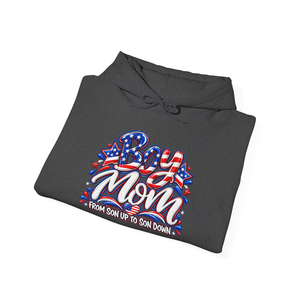 Patriotic Boy Mom Hoodie | Red White & Blue Mom Gift