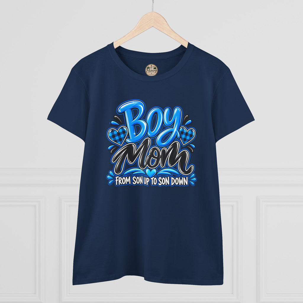 Blue Boy Mom Women's Midweight Cotton Tee