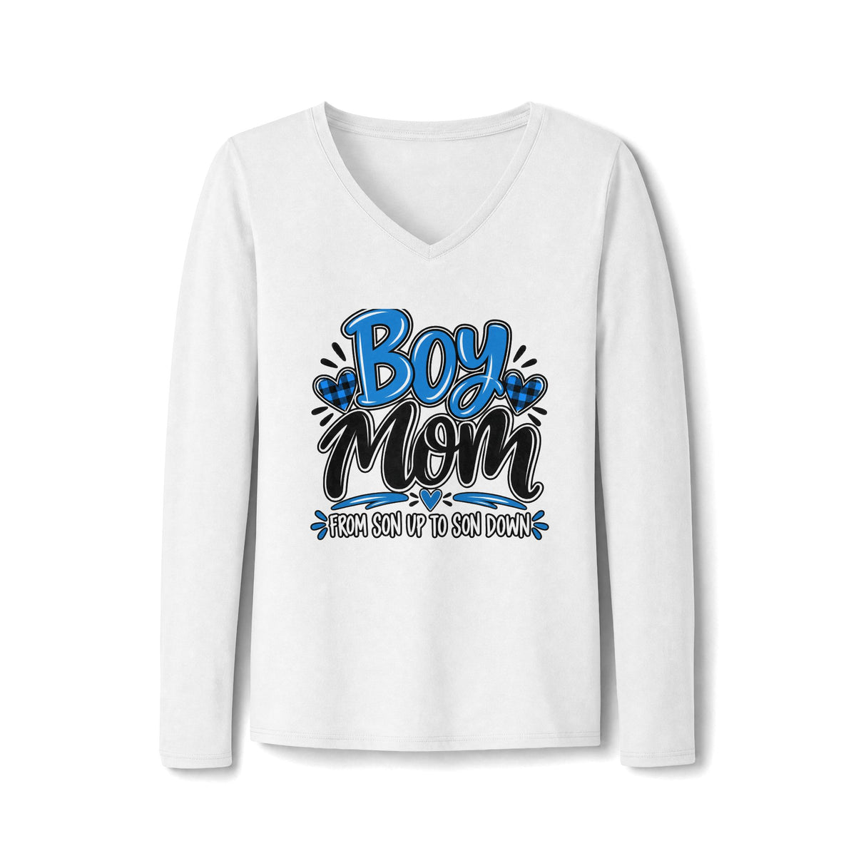 Blue Boy Mom Women's Long Sleeve Fan Favorite V-Neck Tee