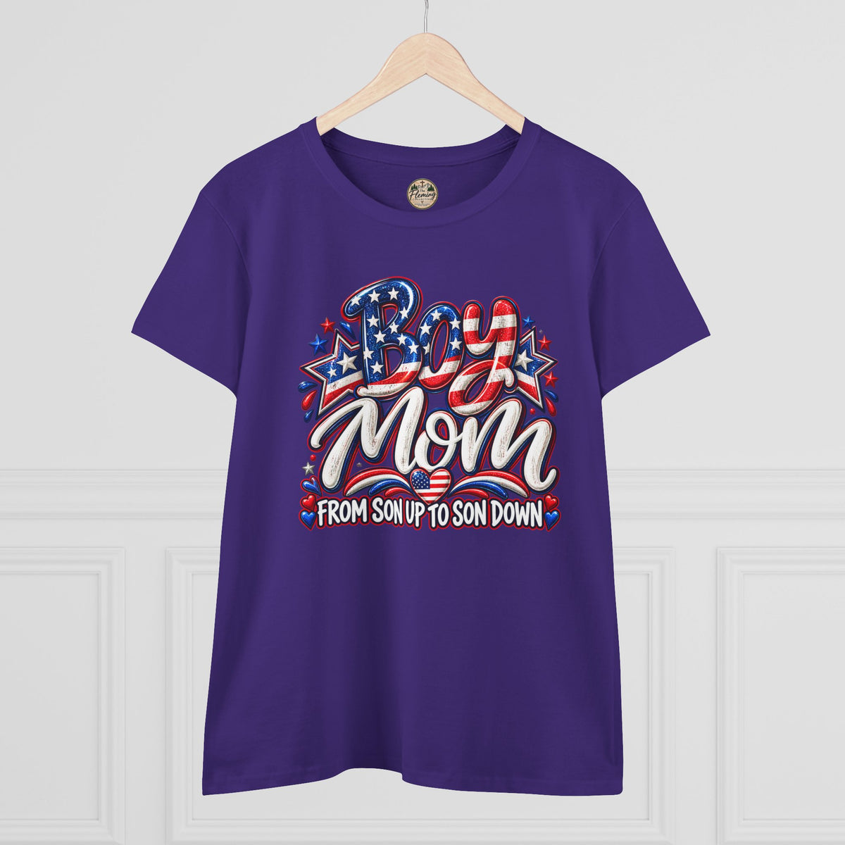 Patriotis Boy Mom Women's Midweight Cotton Tee